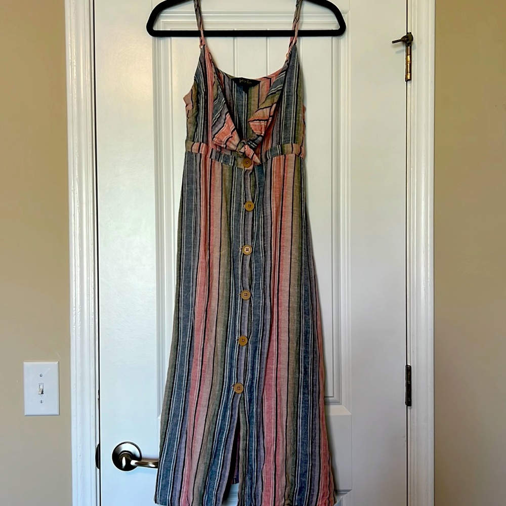 Indigo Rein Linen Button down midi dress. NWOT